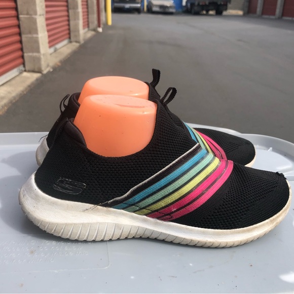 Skechers 13112 Ultra Flex Brightful Day Women’s Black Rainbow Sneakers Size 9 - Picture 2 of 11